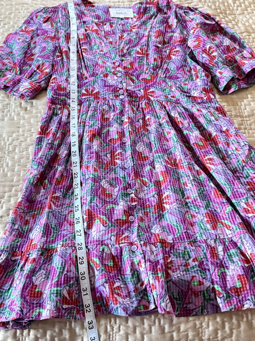 Ba&sh purple floral button up dress size 1 - Picture 3 of 5